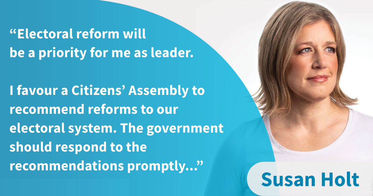 New Brunswick Liberal leadership candidate Susan Holt supports a citizens' assembly on electoral reform