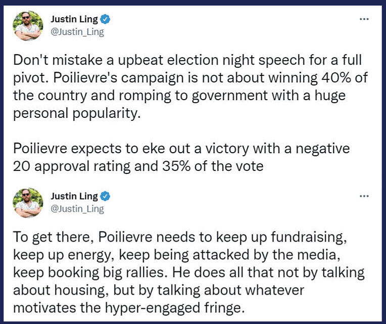 Justin Ling tweet about Pierre Poilievre