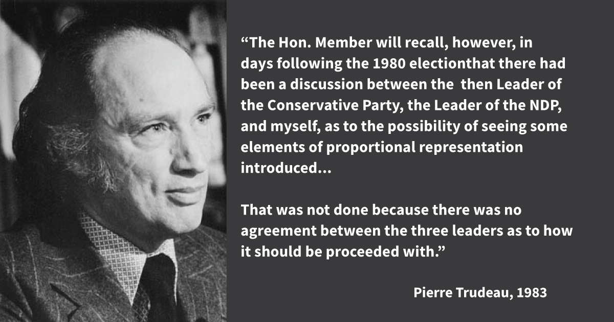 Pierre Trudeau quote from 1979 in favour of proportional representation