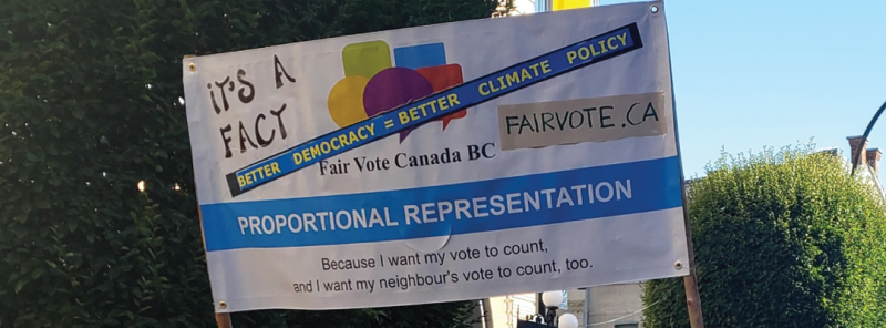 climate change and proportional representation fair vote canada banner