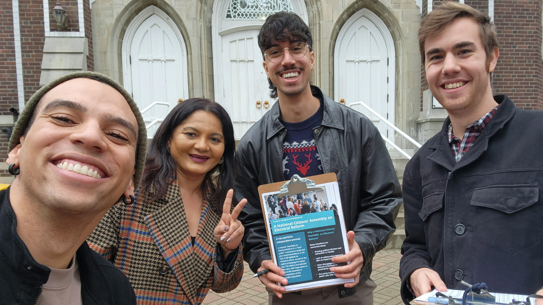 photo of Fair Vote Canada volunteers on the front page